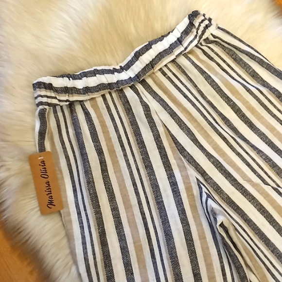 Marissa Olivia Linen Blend Striped Shorts-#1513 - Picture 9 of 12